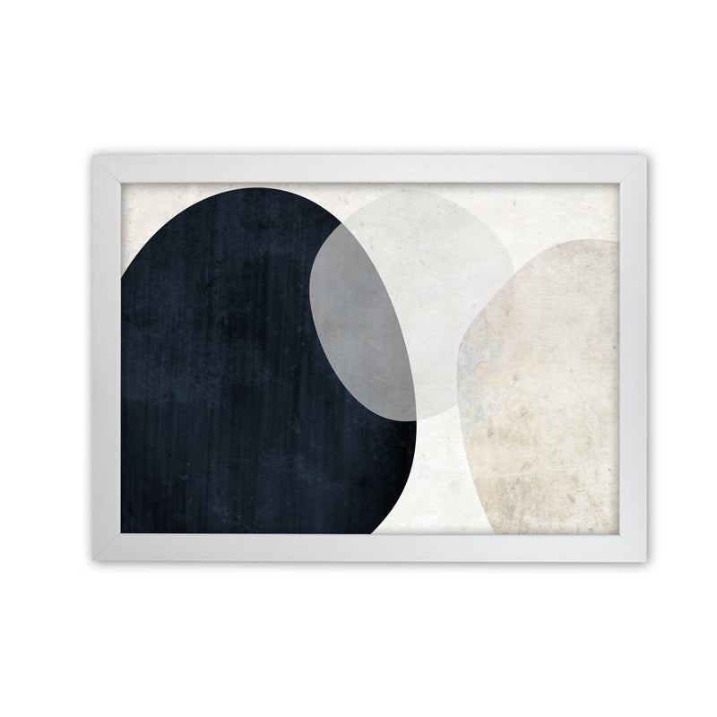 Blue and White Abstract Textured A1 White Grain Frame
