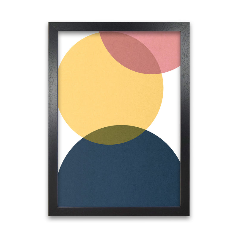 Blue Yellow Pink Pebbles Original A1 Black Grain Frame