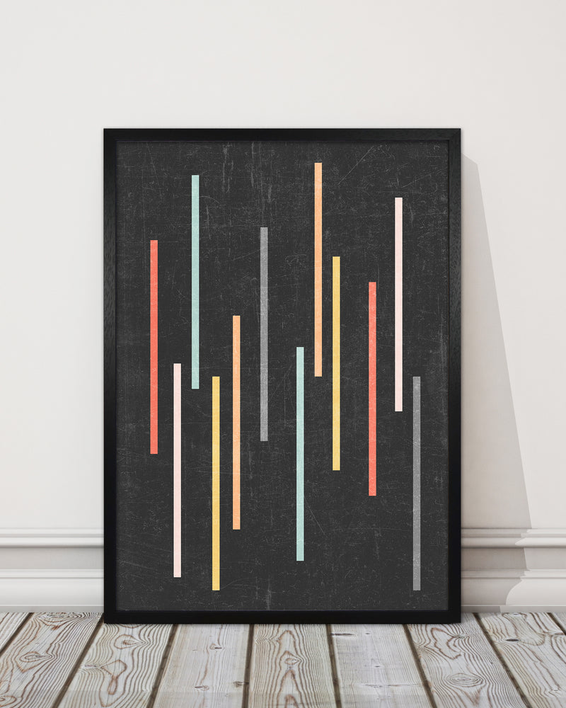 Colorful Lines on Black Grunge