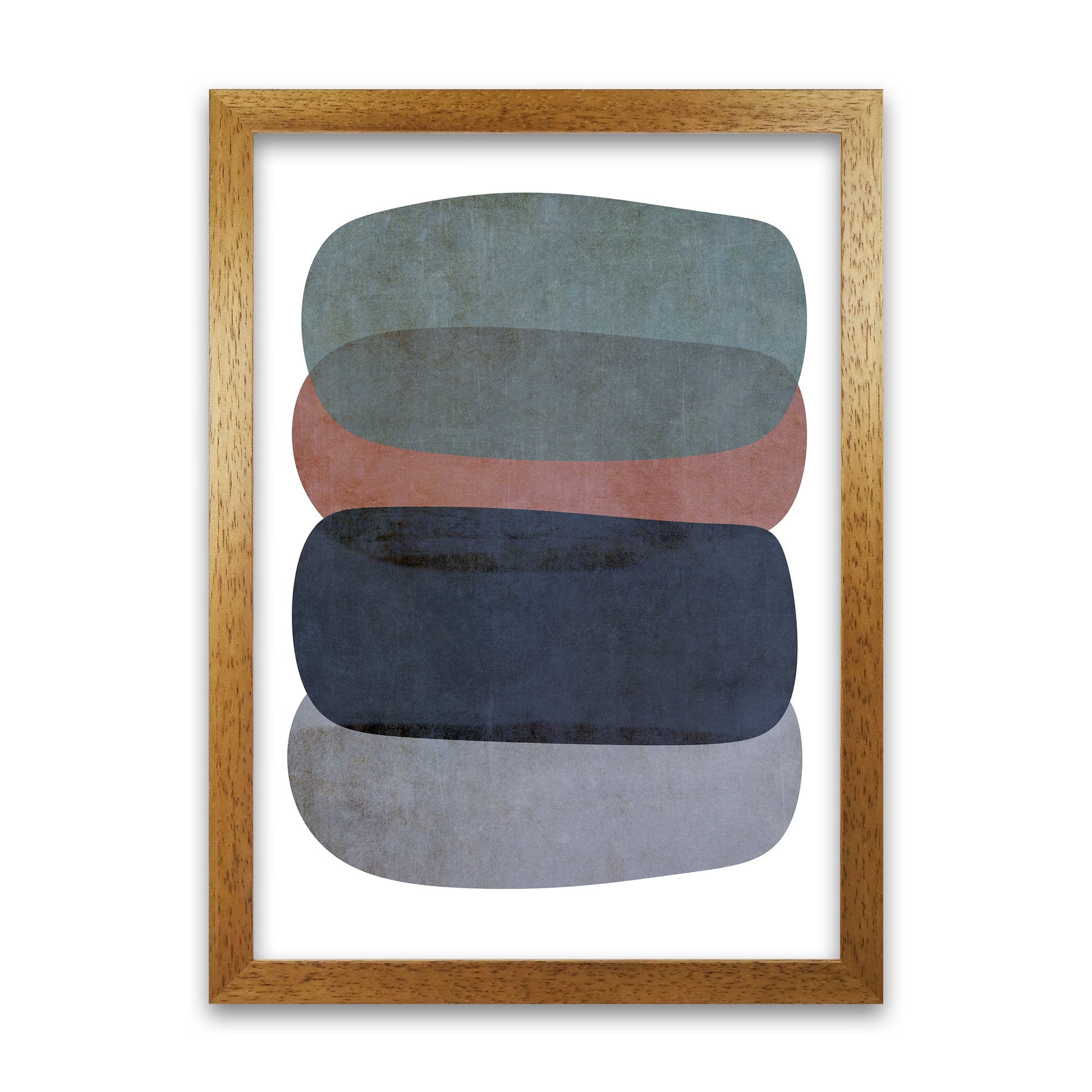 Earth Tones Soft Abstract Shapes A1 Honey Oak Frame