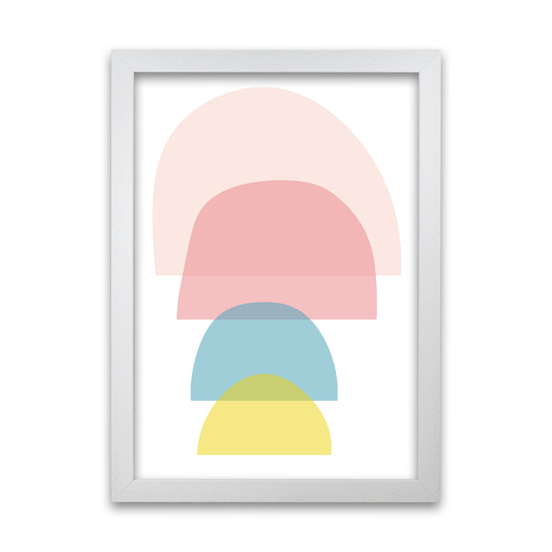 Four Coloured Half Pebbles Original A1 White Grain Frame