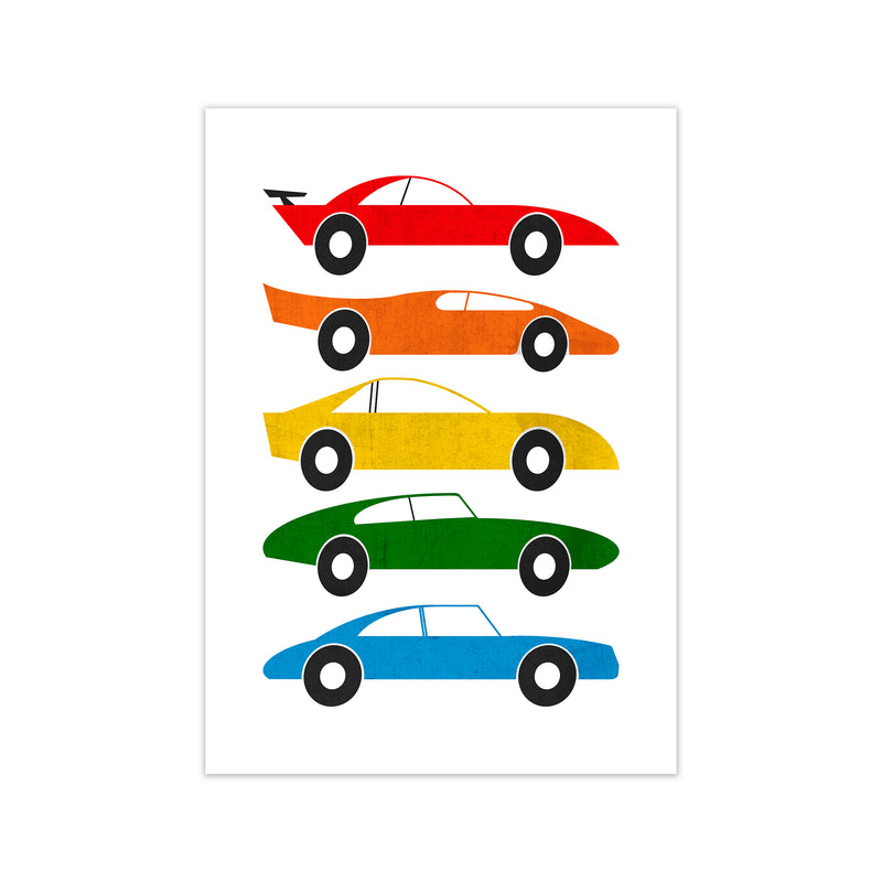 Mid Century Cars on White A1 Print Only