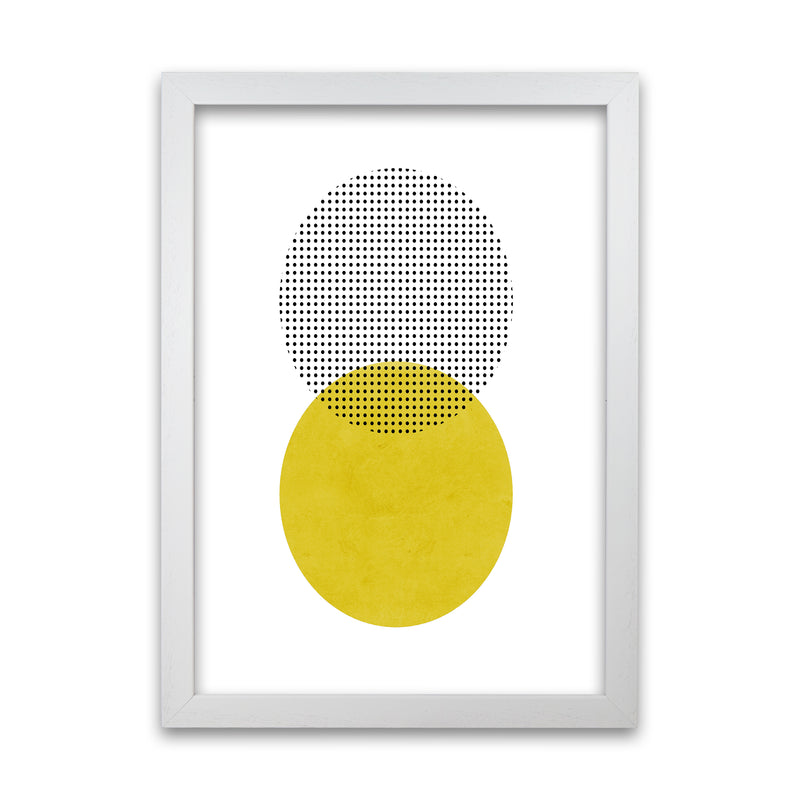 Mid Century Circles Original  A1 White Grain Frame