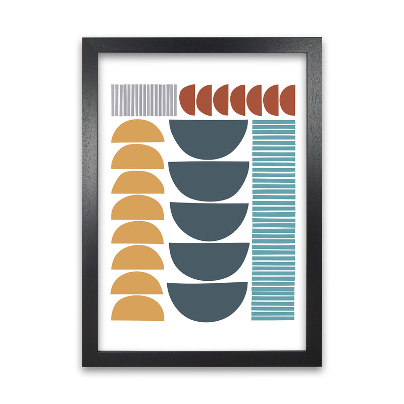 Mid Century Colorful Shapes Original A1 Black Grain Frame