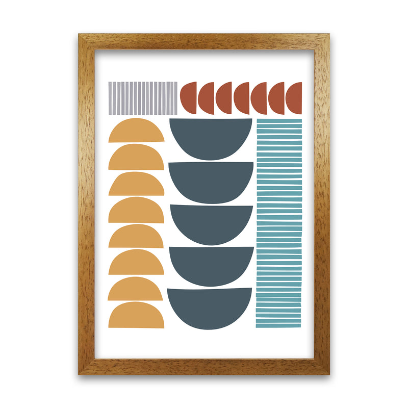 Mid Century Colorful Shapes Original A1 Honey Oak Frame