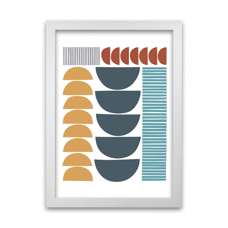 Mid Century Colorful Shapes Original A1 White Grain Frame