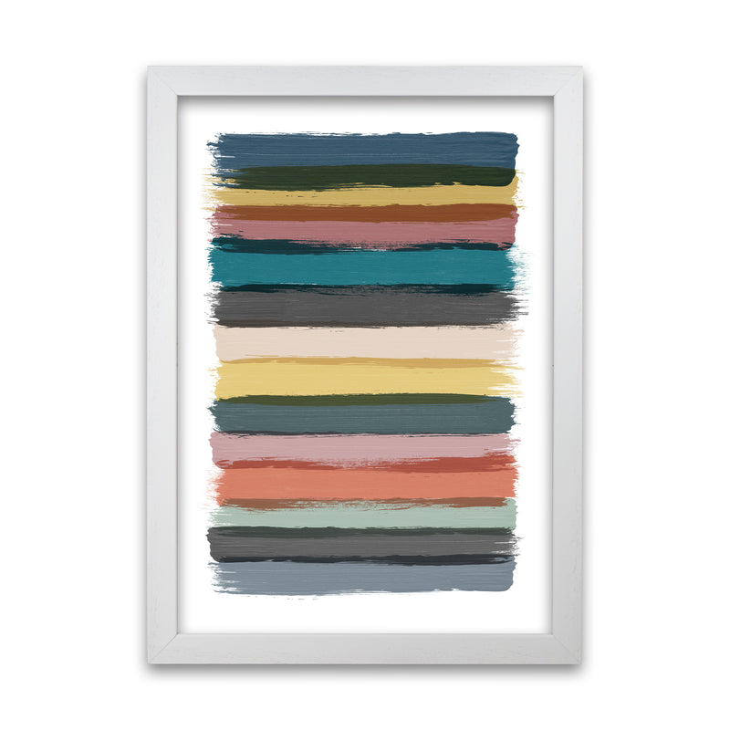 Multicolor Brush Strokes Original  A1 White Grain Frame