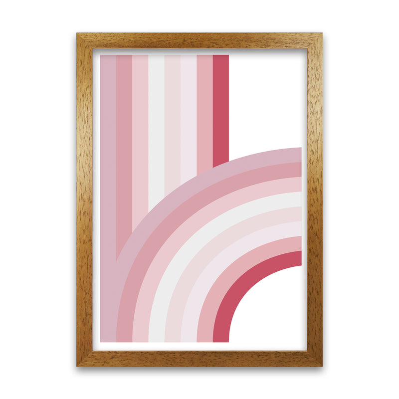 Pink Nursery Rainbow Wall Art A1 Honey Oak Frame