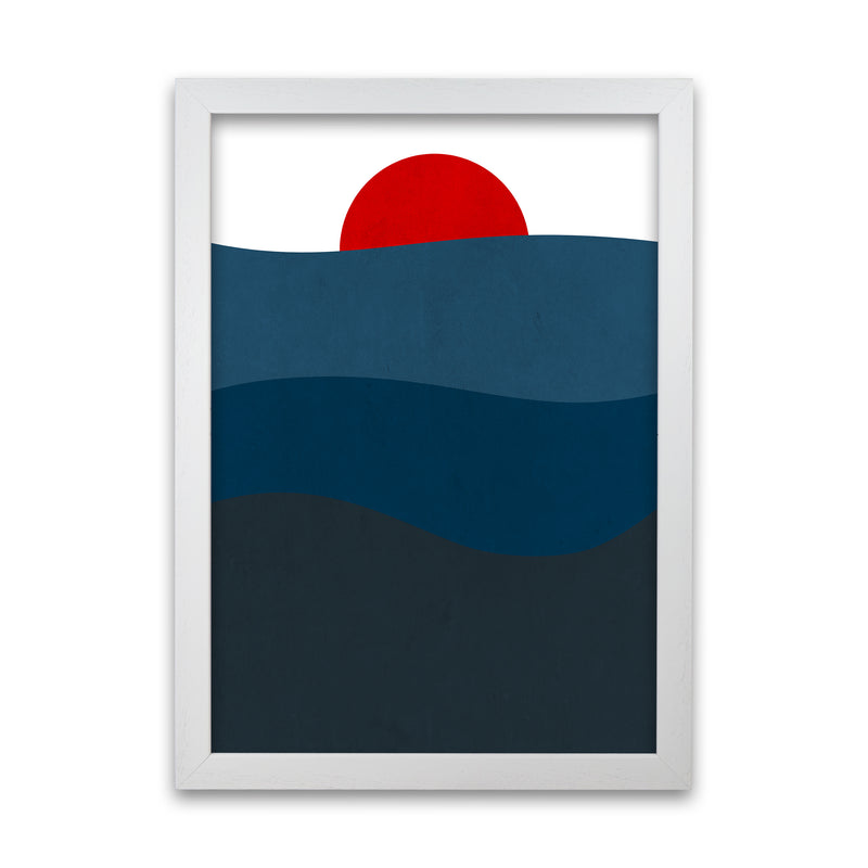 Red Blue Sunset Original  A1 White Grain Frame