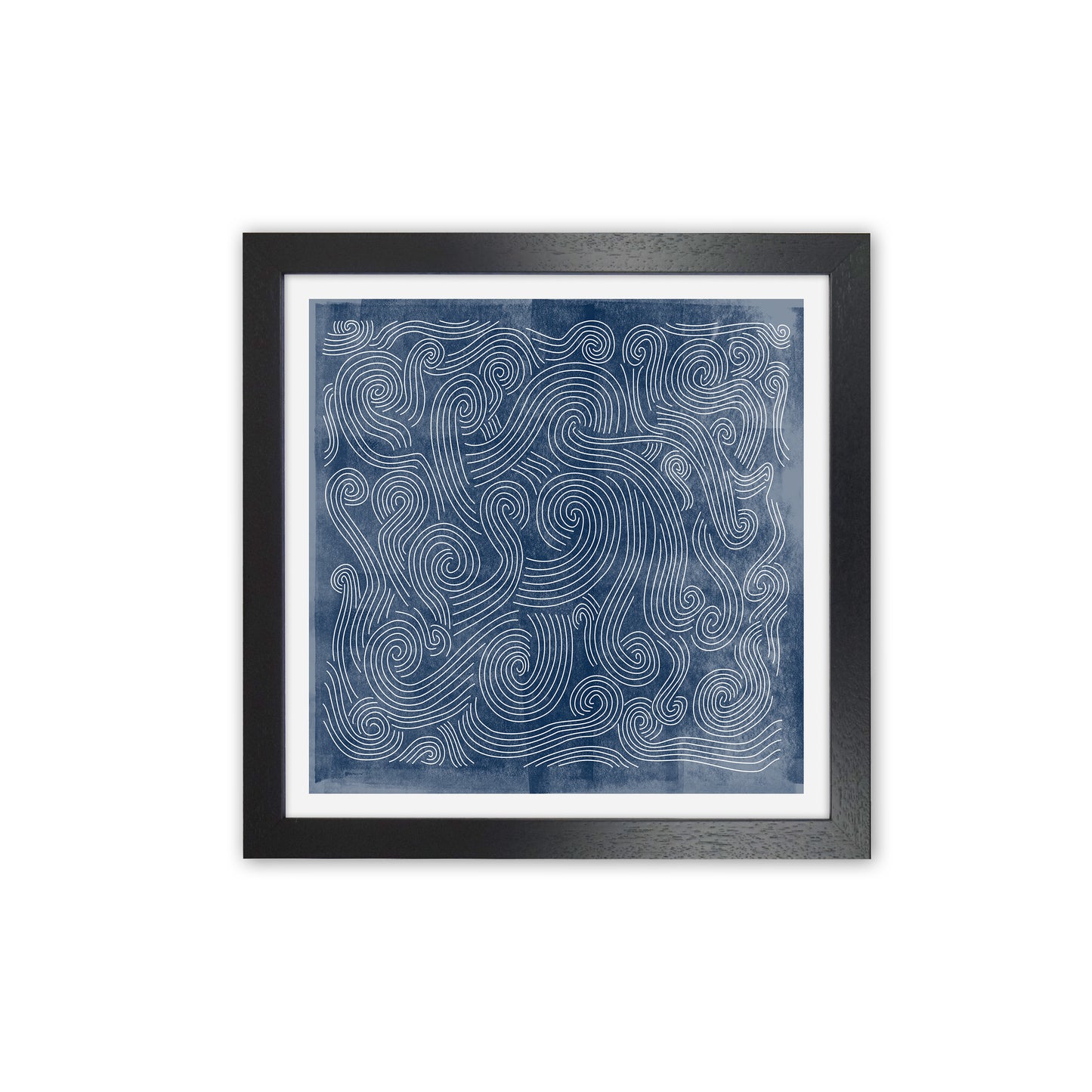 Square Blue Waves Abstract Wall