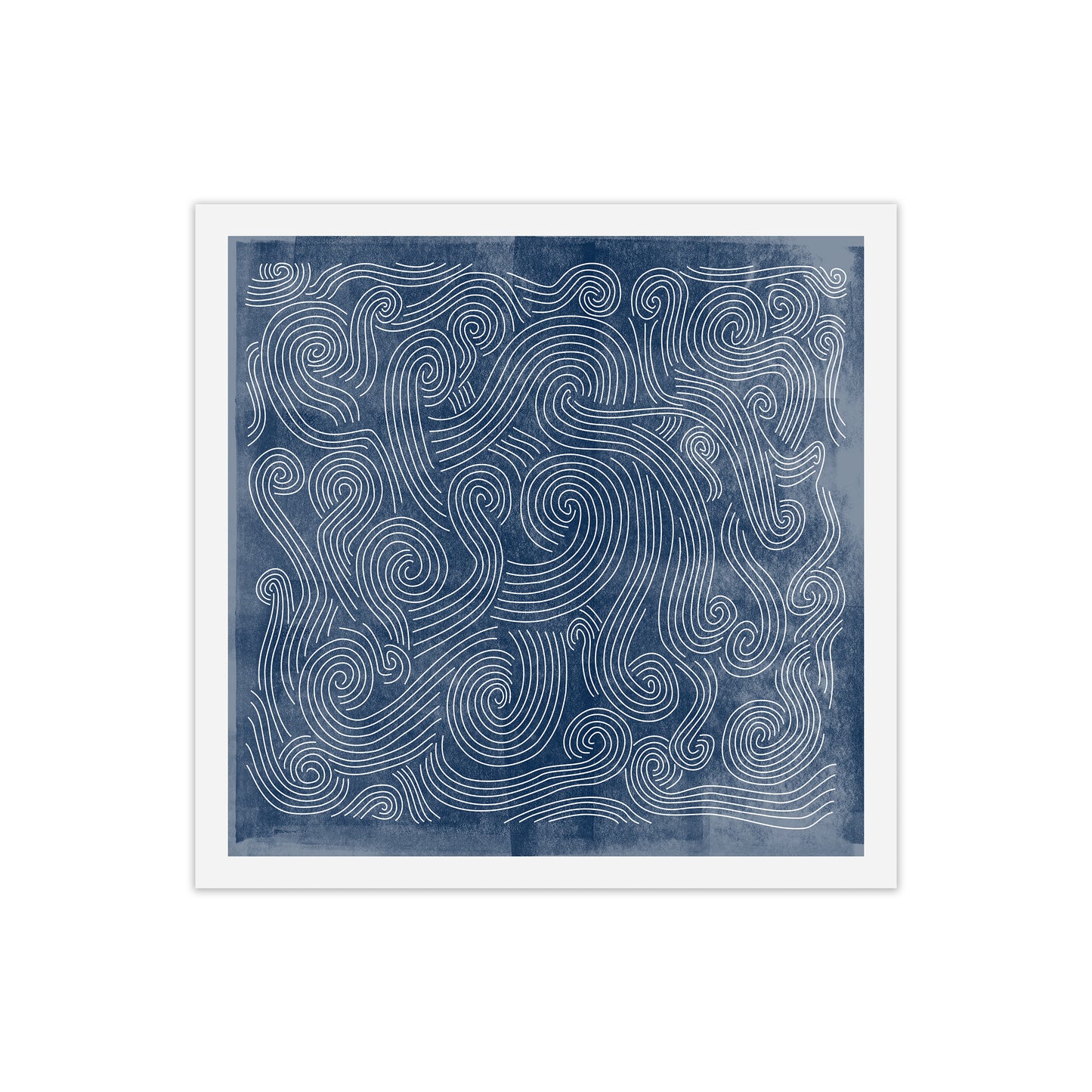 Square Blue Waves Abstract Wall A1 Print Only