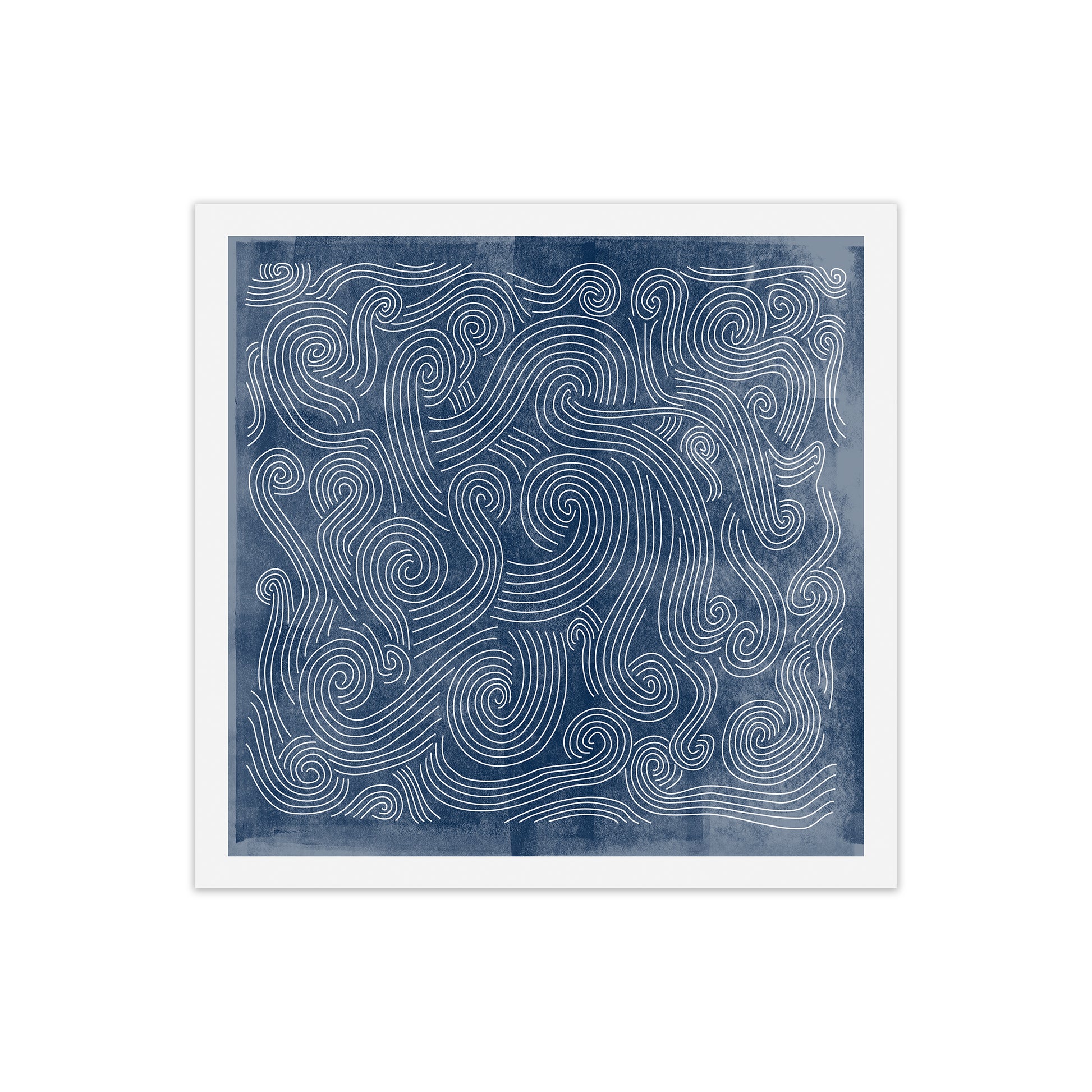 Square Blue Waves Abstract Wall A1 Print Only