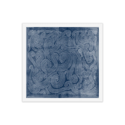 Square Blue Waves Abstract Wall A1 Print Only