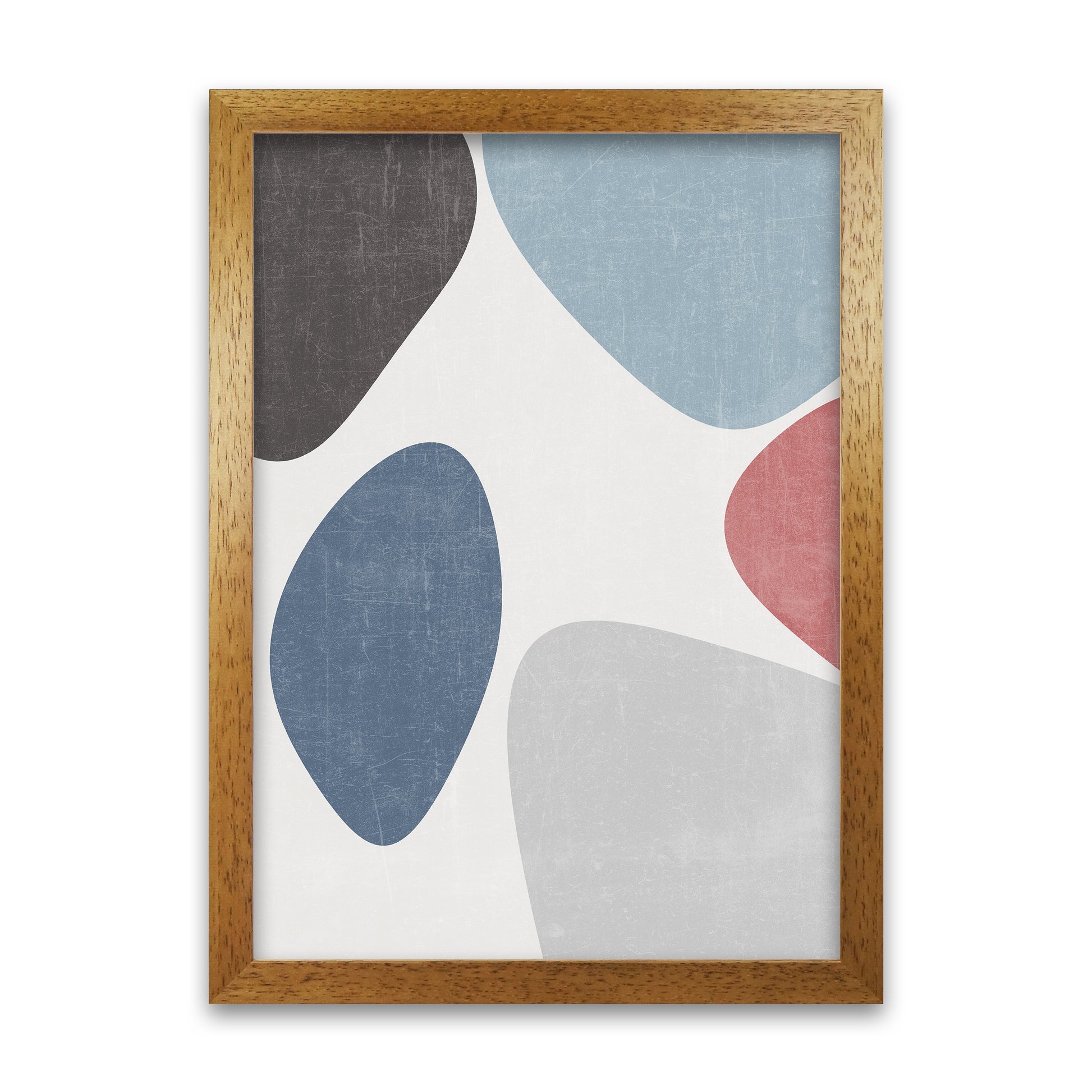 Blues Abstract Wall Art Original A1 Honey Oak Frame