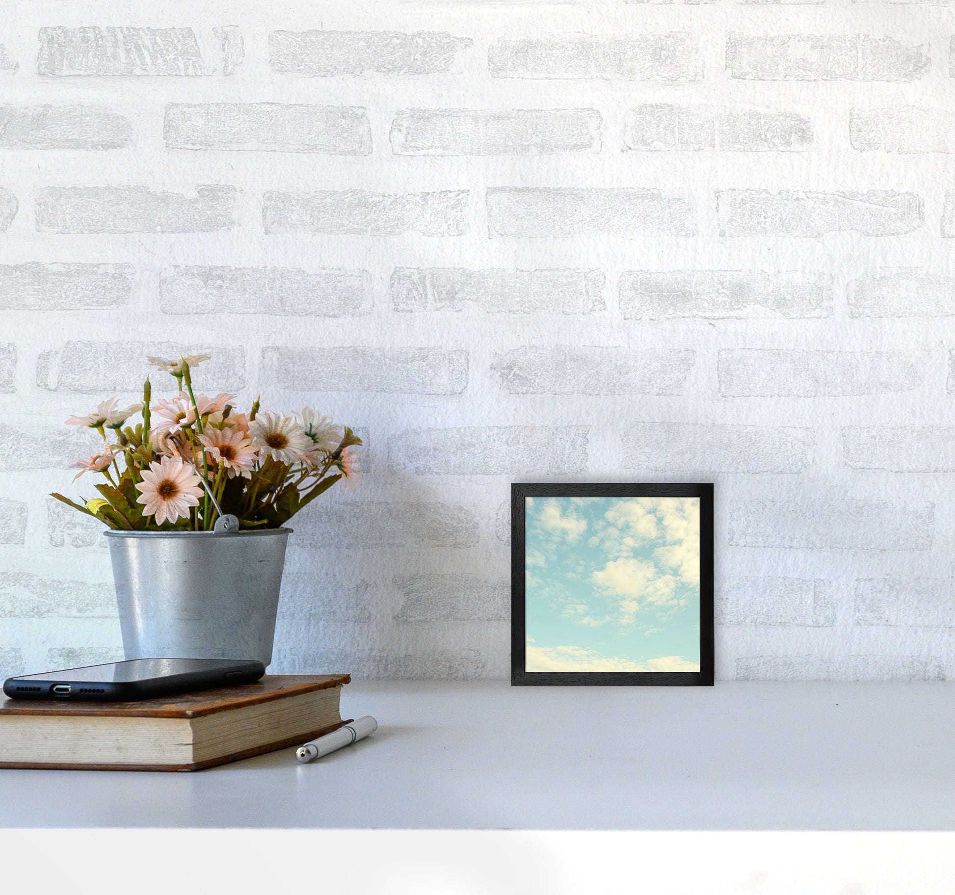 Square Cloud Art Print B3030 White Frame
