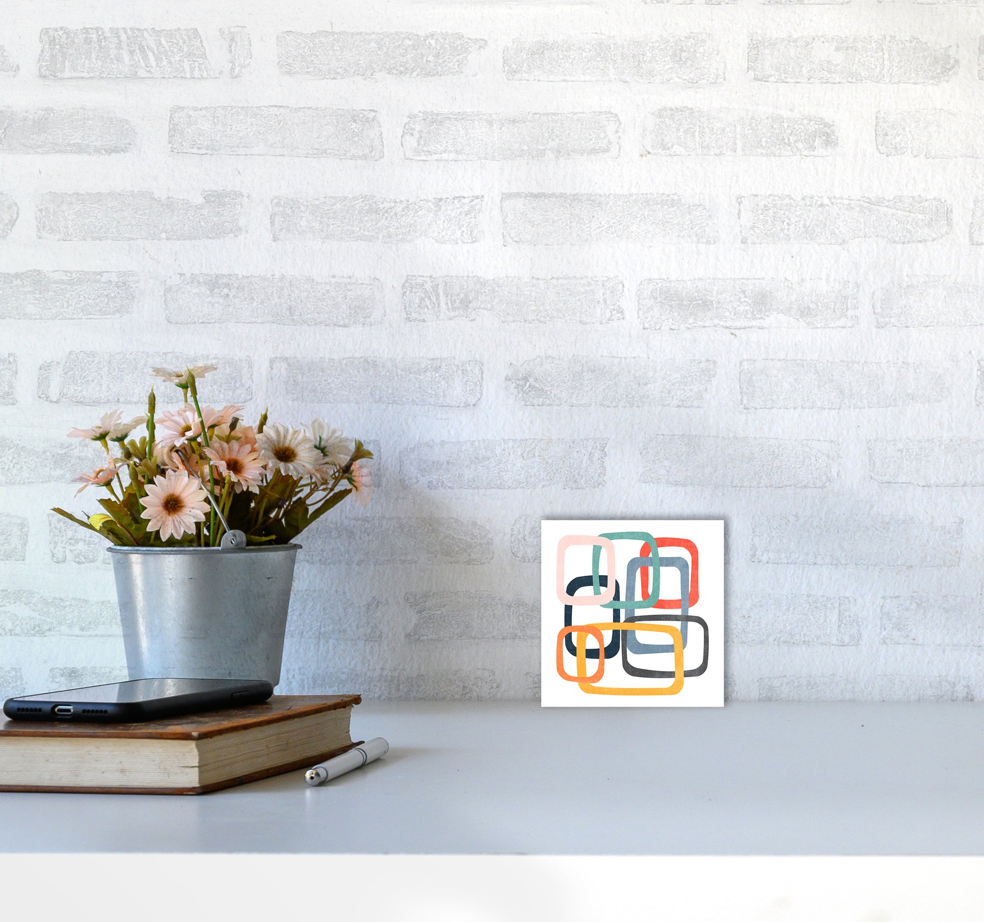 Mid Century Shapes Square Original3030 Black Frame