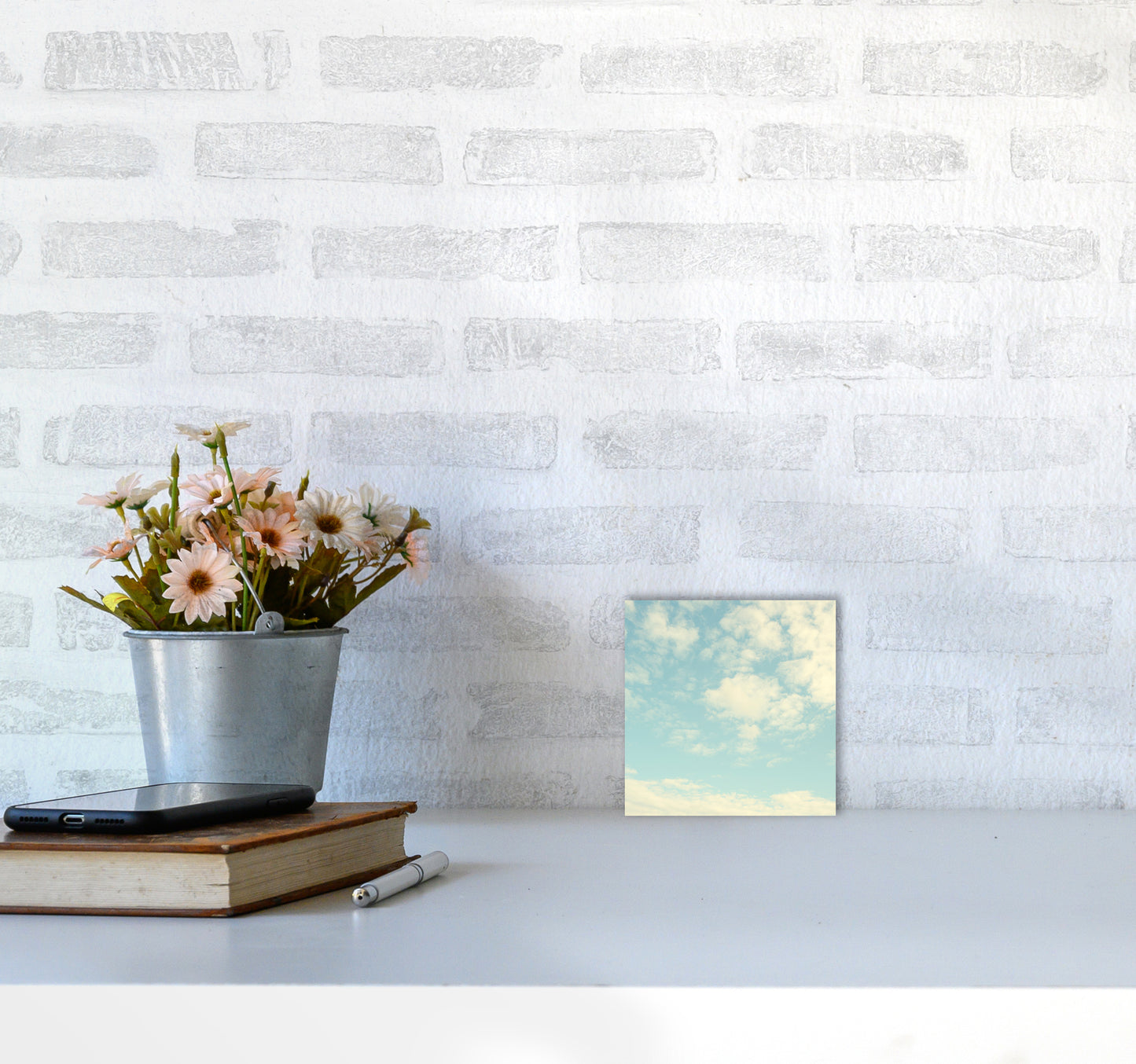 Square Cloud Art Print B3030 Black Frame