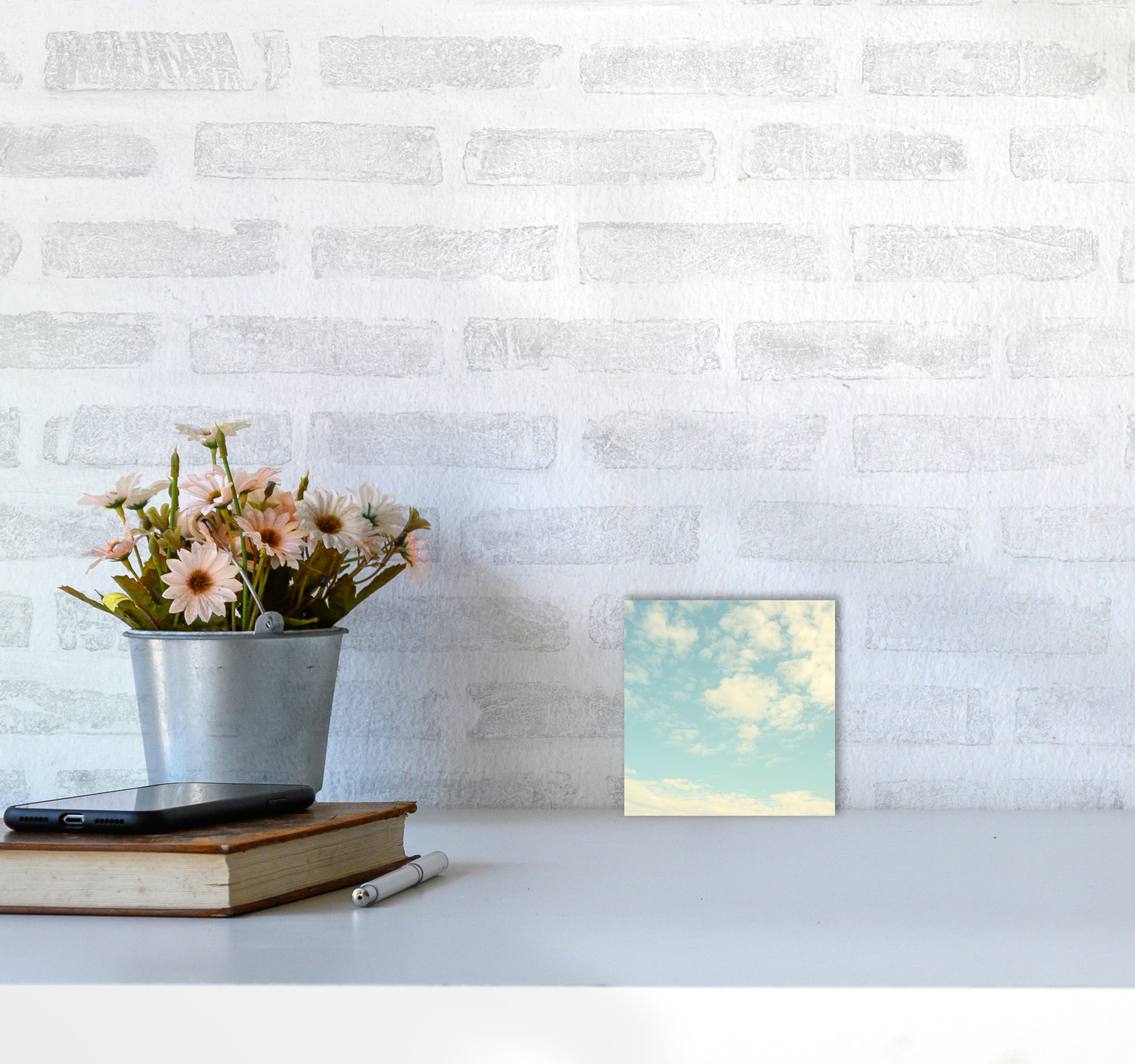 Square Cloud Art Print B3030 Black Frame