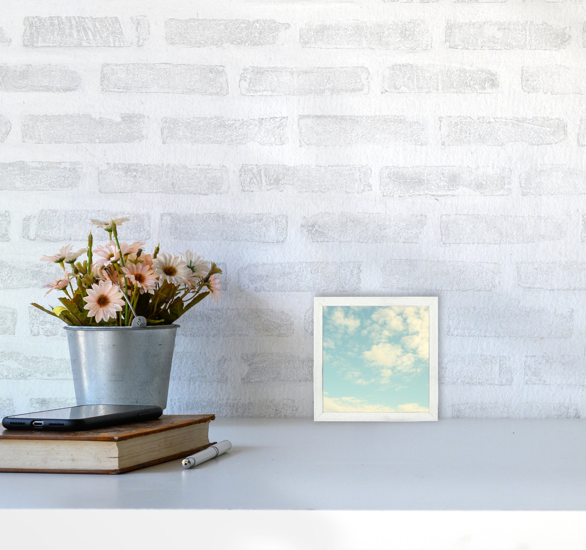 Square Cloud Art Print B3030 Oak Frame