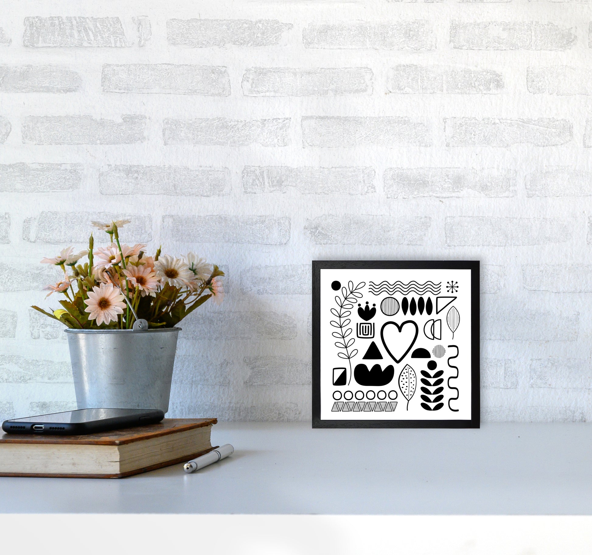 BW Scandi Shapes Square Original4040 White Frame
