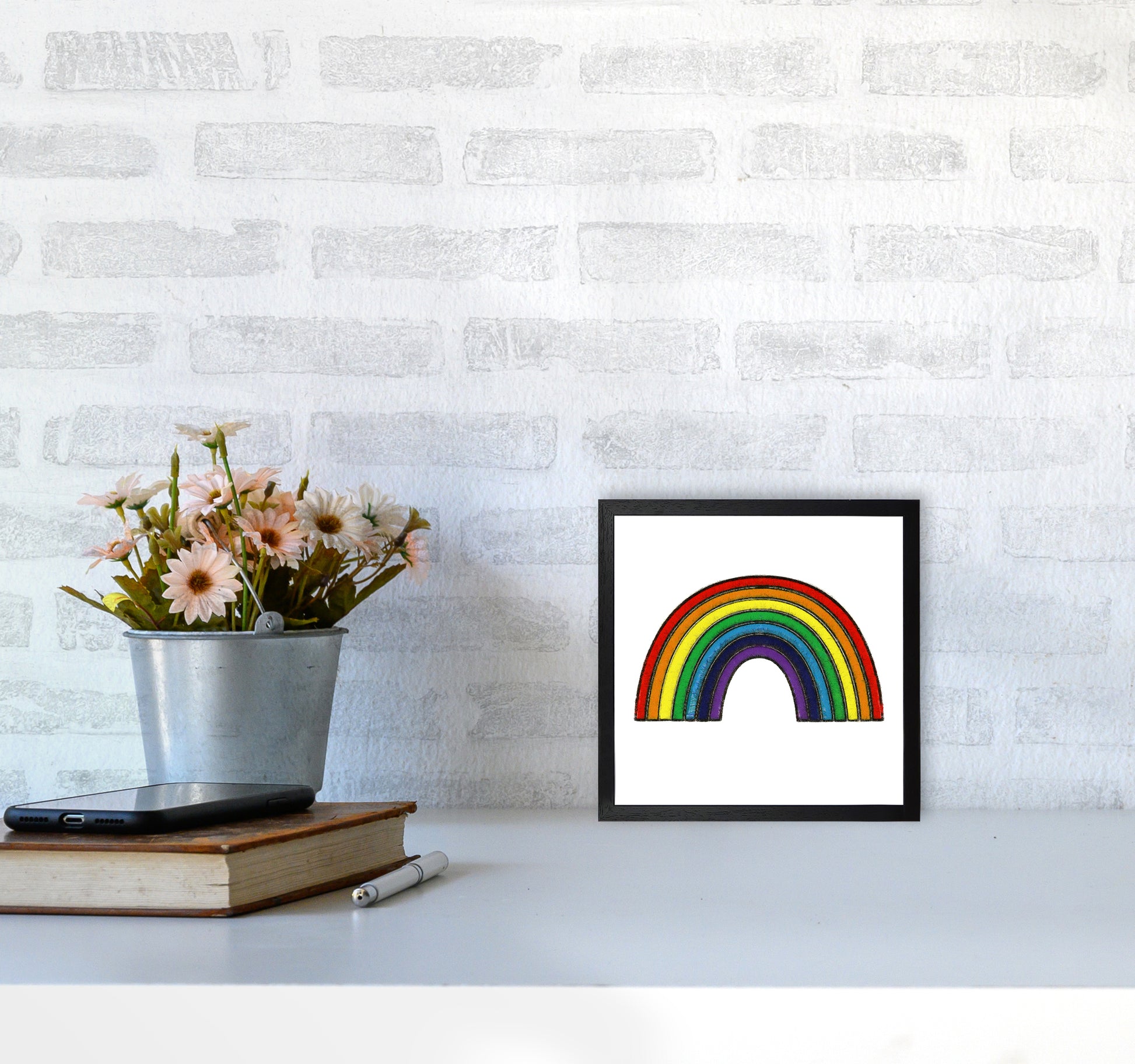 Square Rainbow Print on White4040 White Frame
