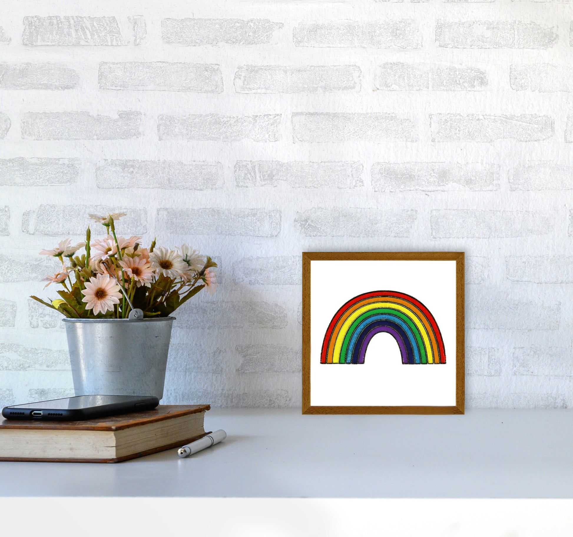 Square Rainbow Print on White4040 Print Only
