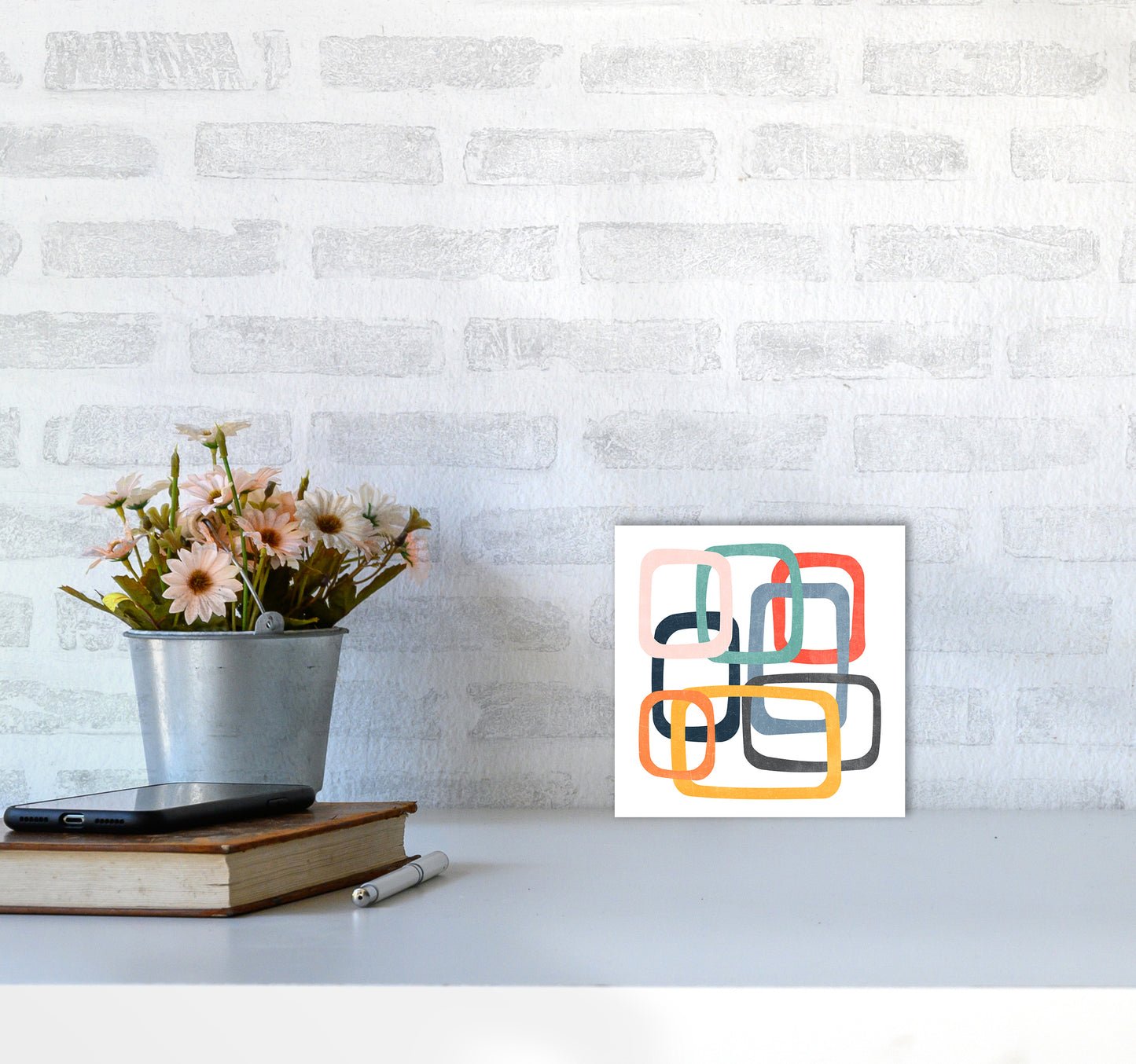 Mid Century Shapes Square Original4040 Black Frame