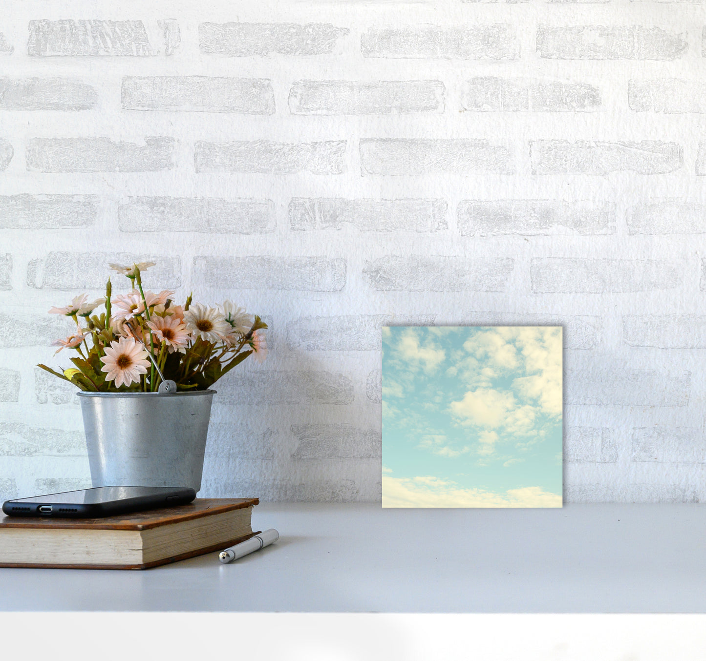 Square Cloud Art Print B4040 Black Frame