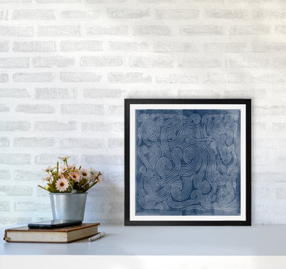 Square Blue Waves Abstract Wall5050 White Frame