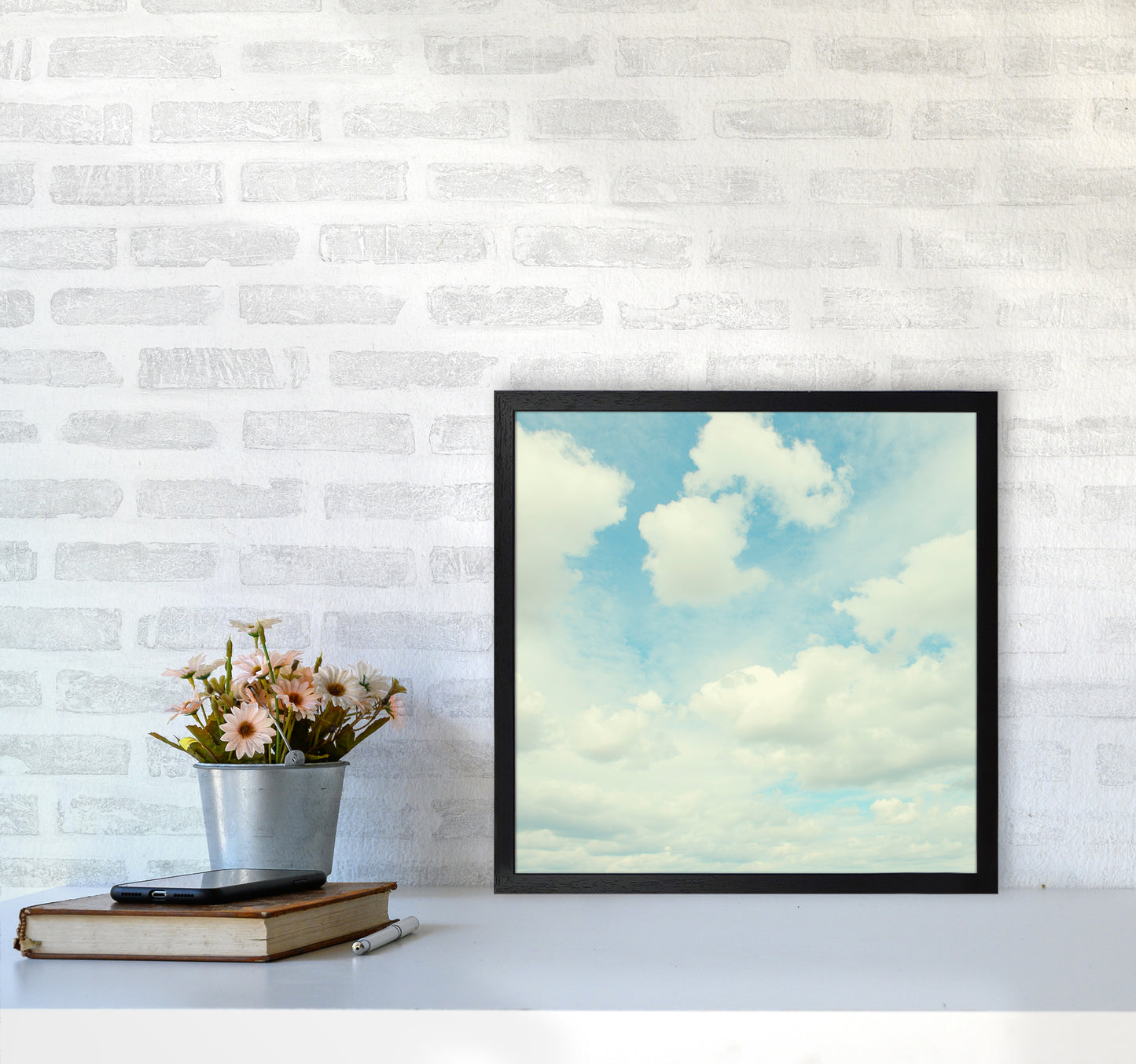 Square Cloud Art Print A5050 White Frame