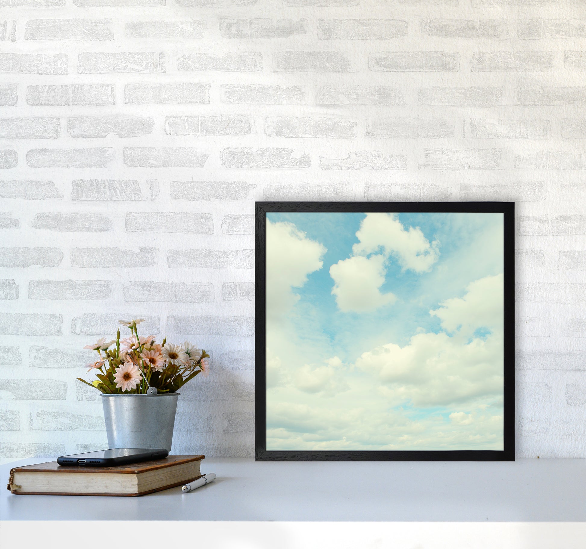 Square Cloud Art Print A5050 White Frame