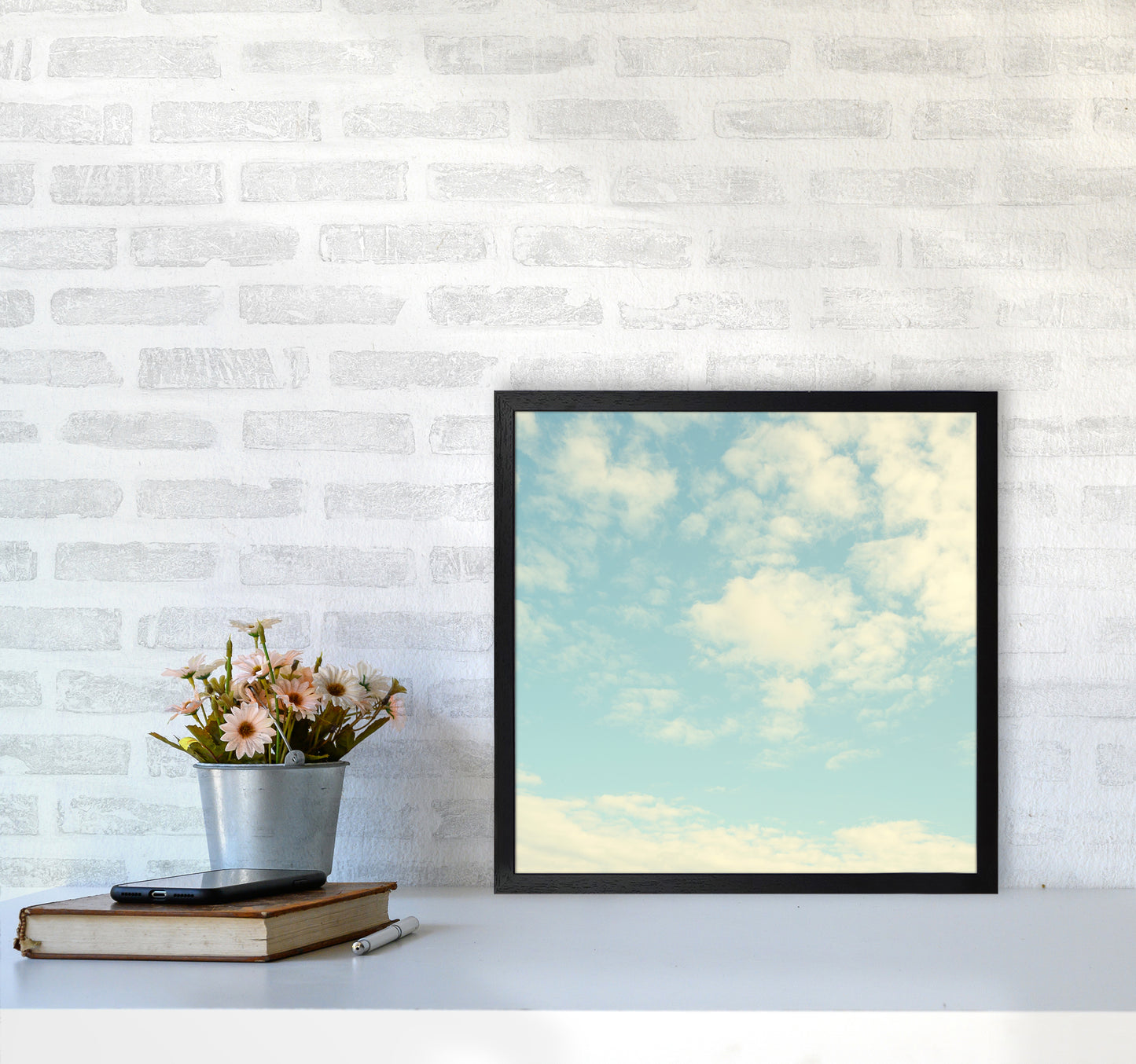 Square Cloud Art Print B5050 White Frame