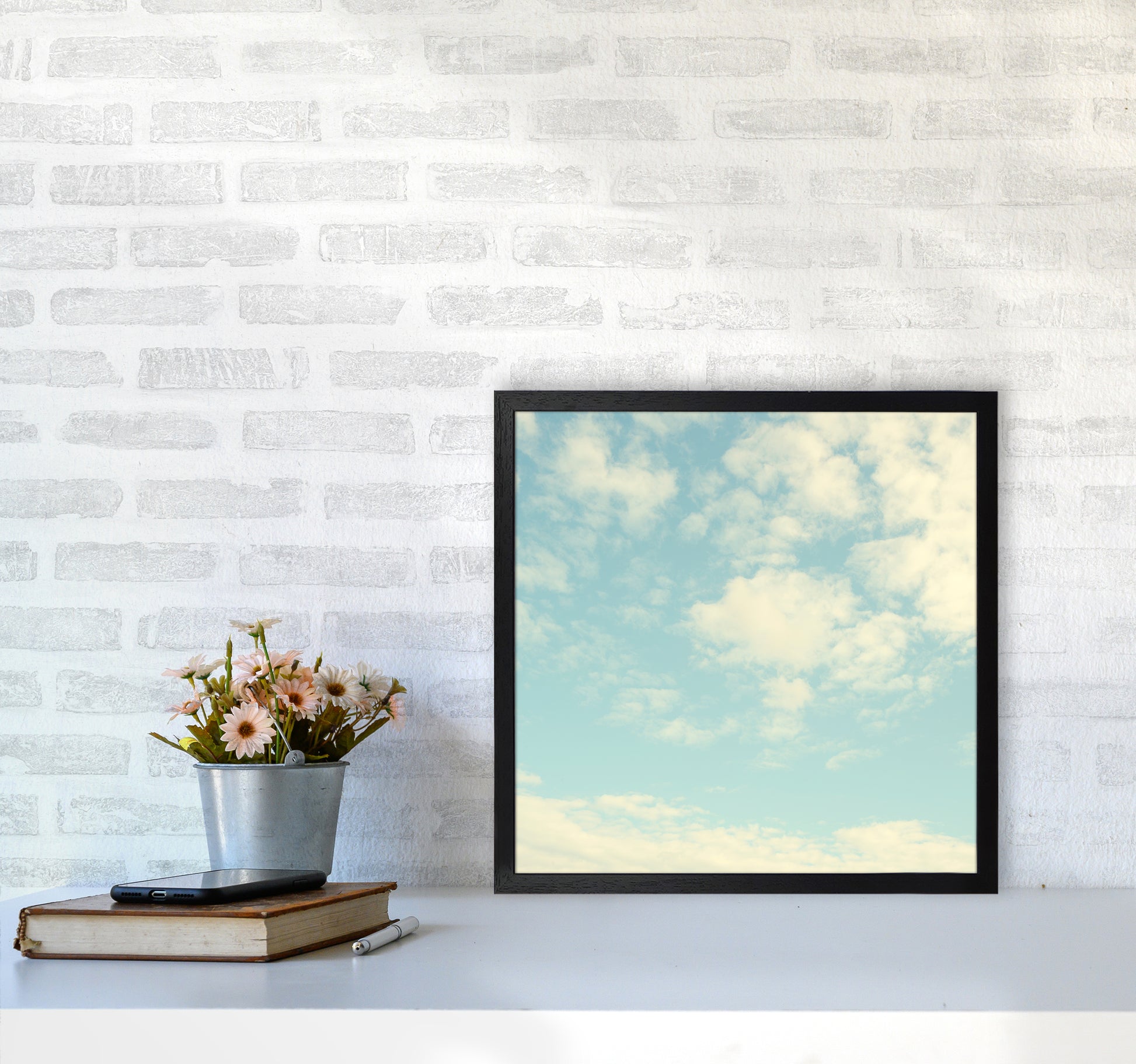 Square Cloud Art Print B5050 White Frame