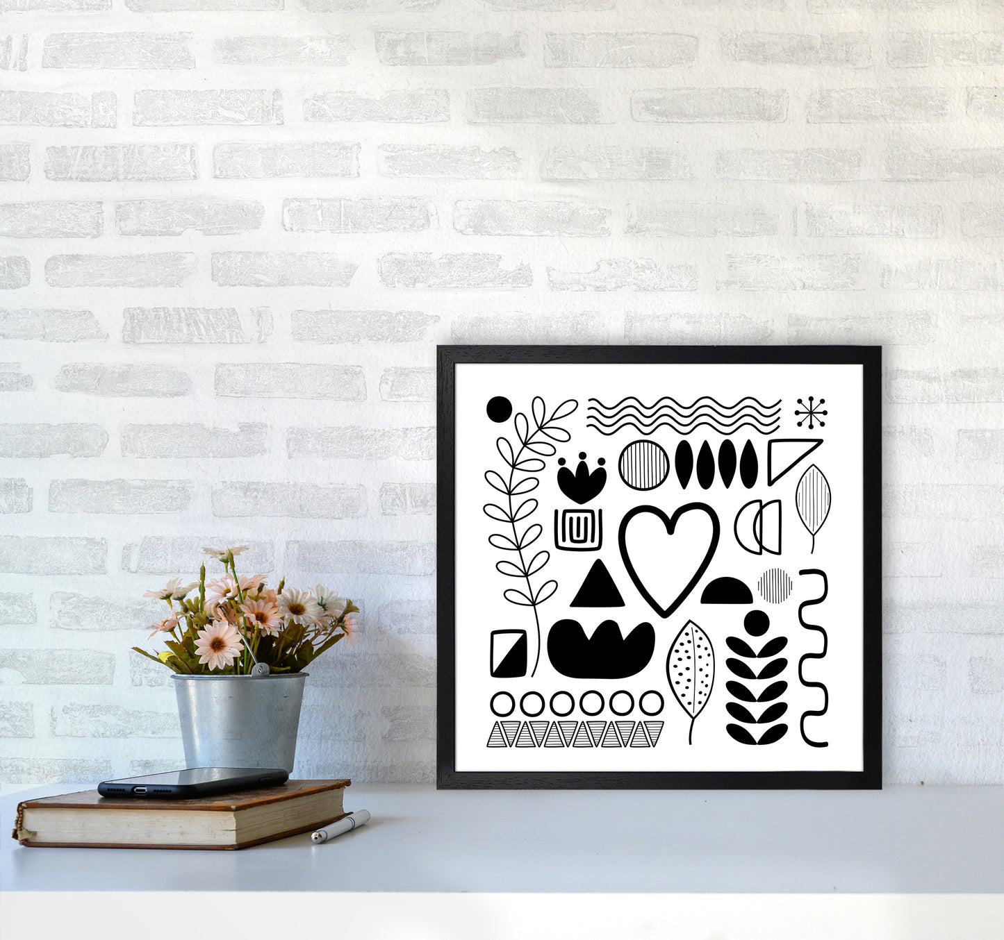 BW Scandi Shapes Square Original5050 White Frame