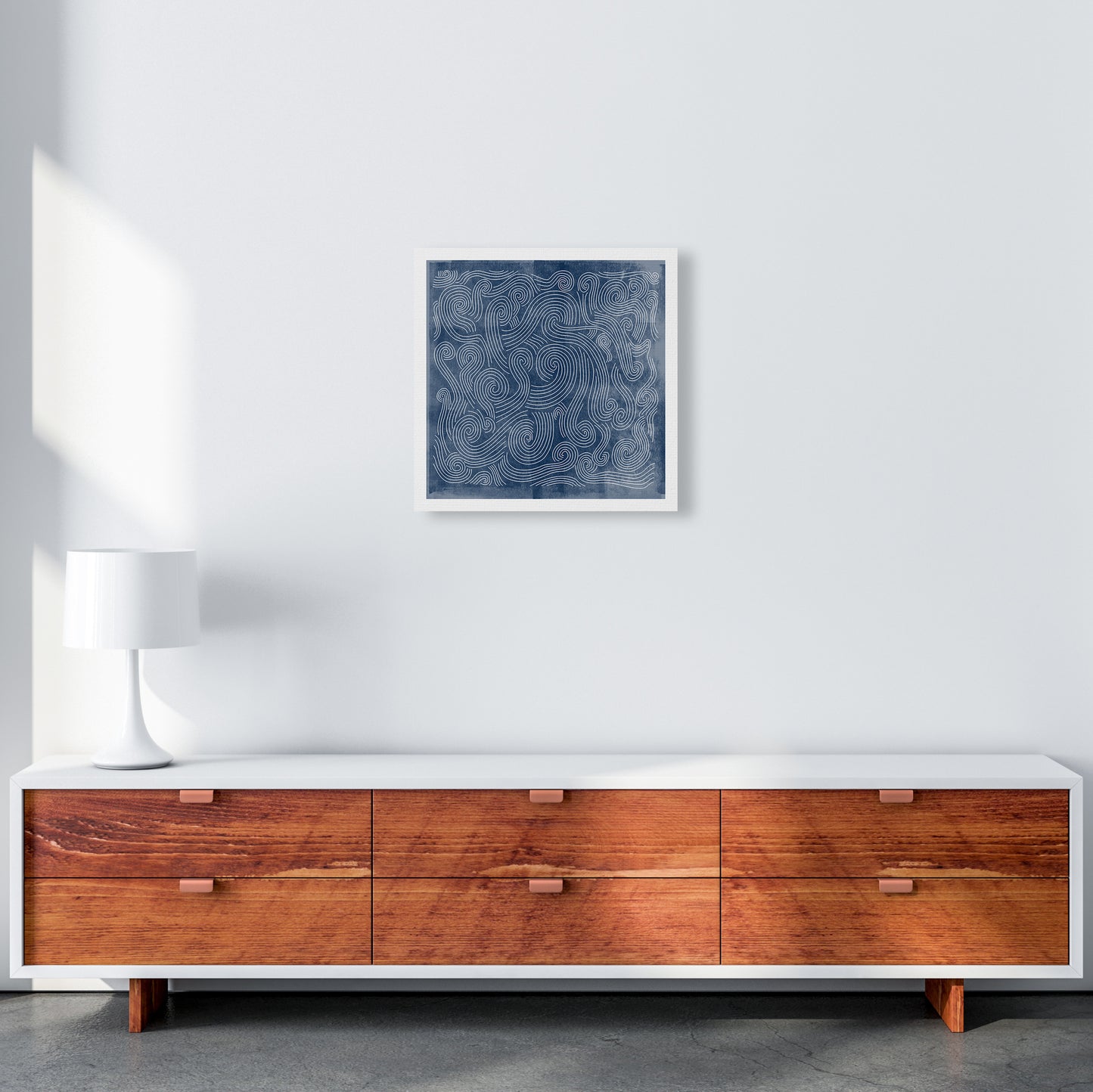 Square Blue Waves Abstract Wall 50x50 Canvas