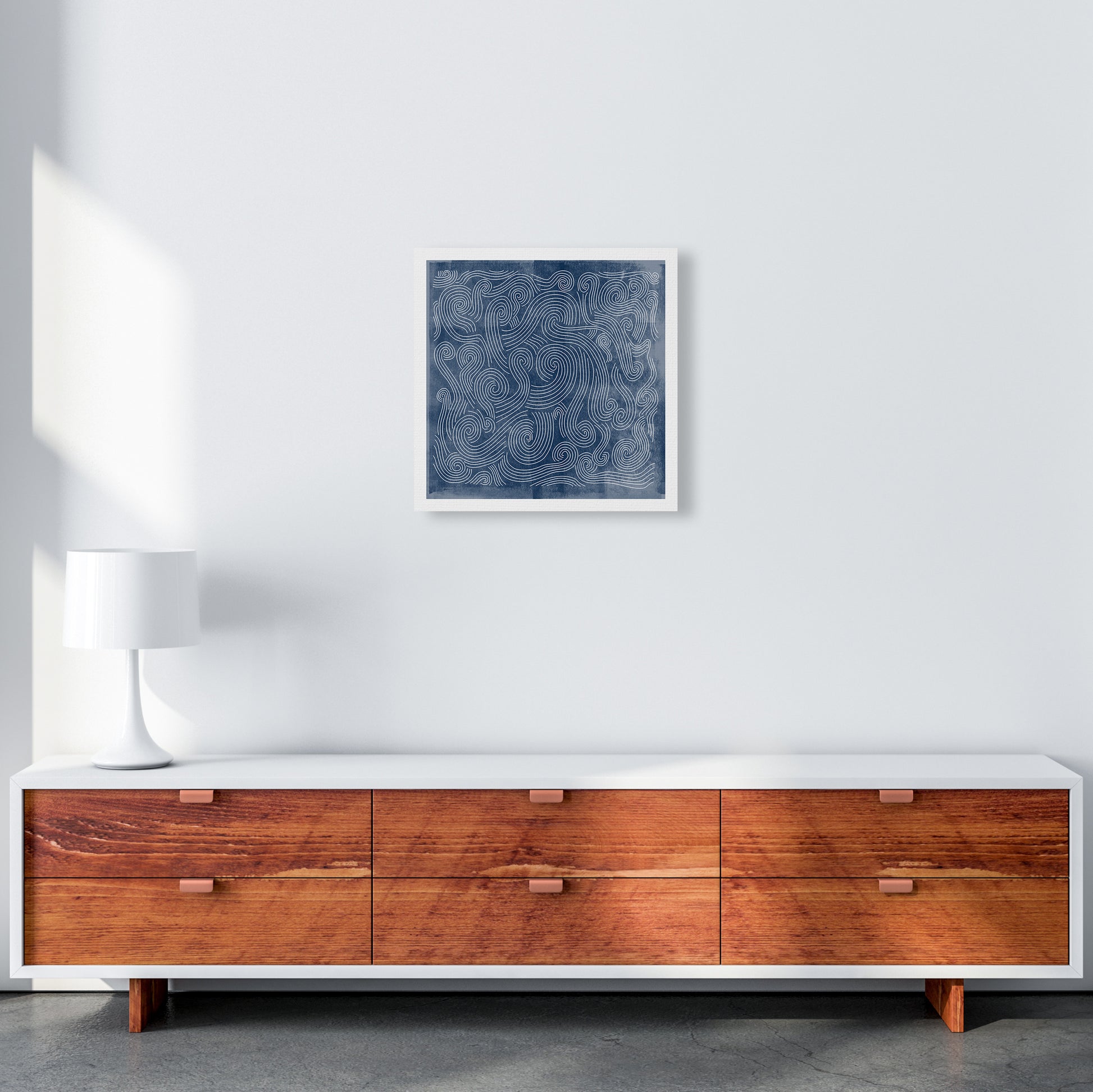 Square Blue Waves Abstract Wall 50x50 Canvas
