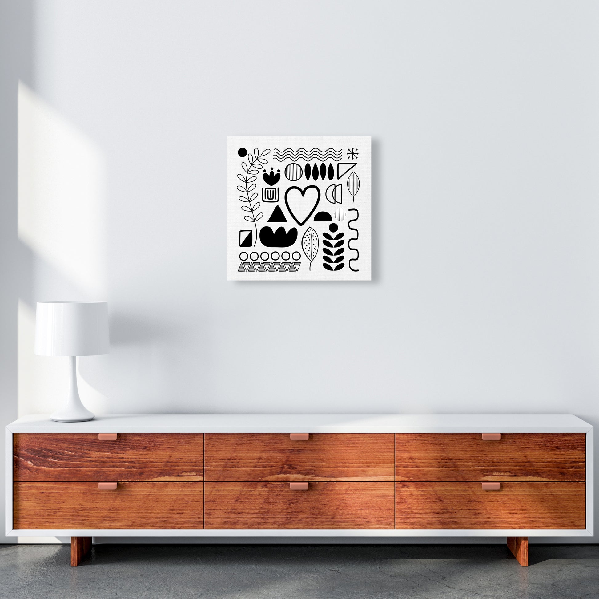 BW Scandi Shapes Square Original 50x50 Canvas
