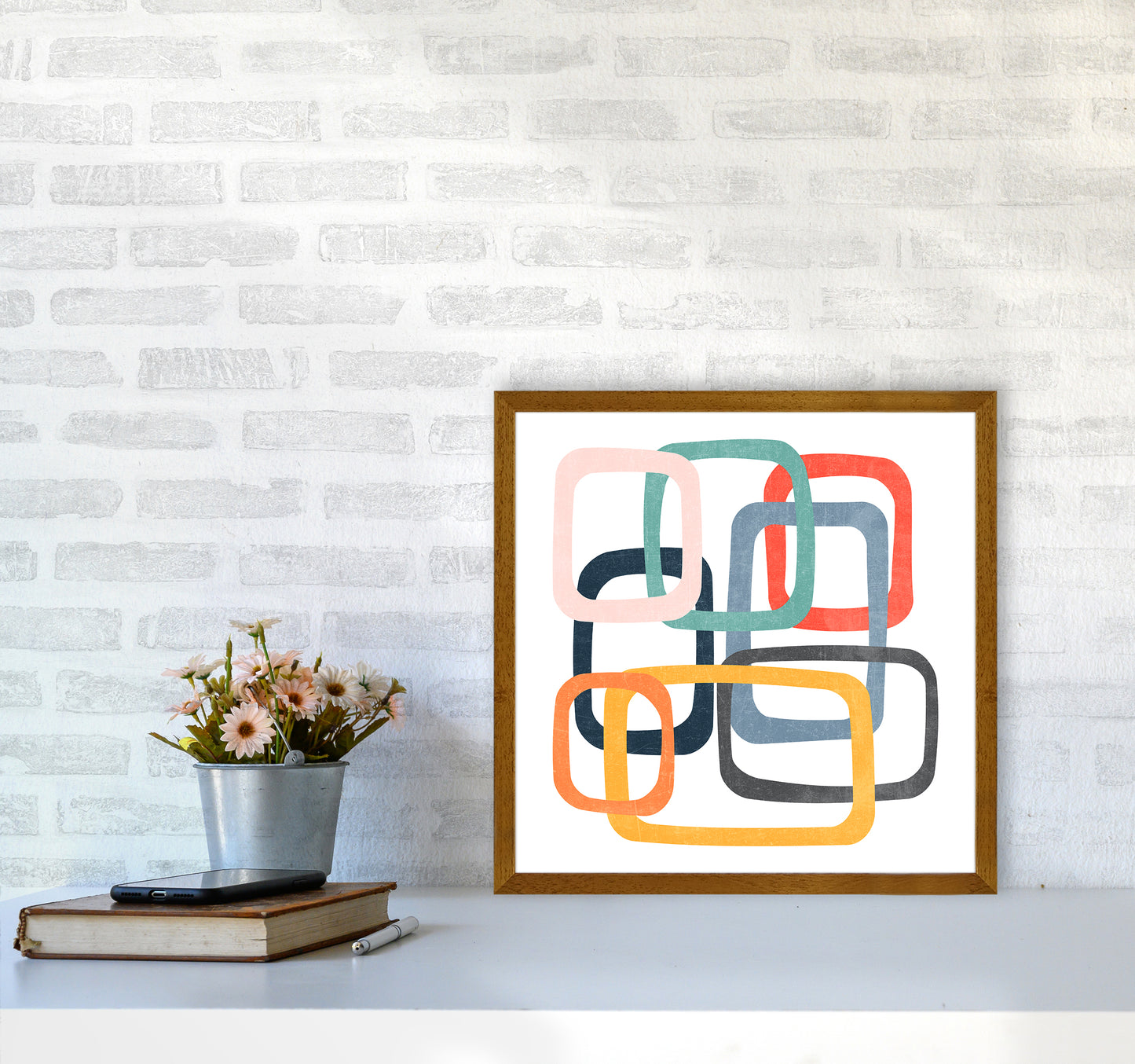 Mid Century Shapes Square Original5050 Print Only