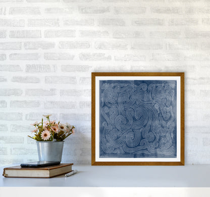 Square Blue Waves Abstract Wall5050 Print Only