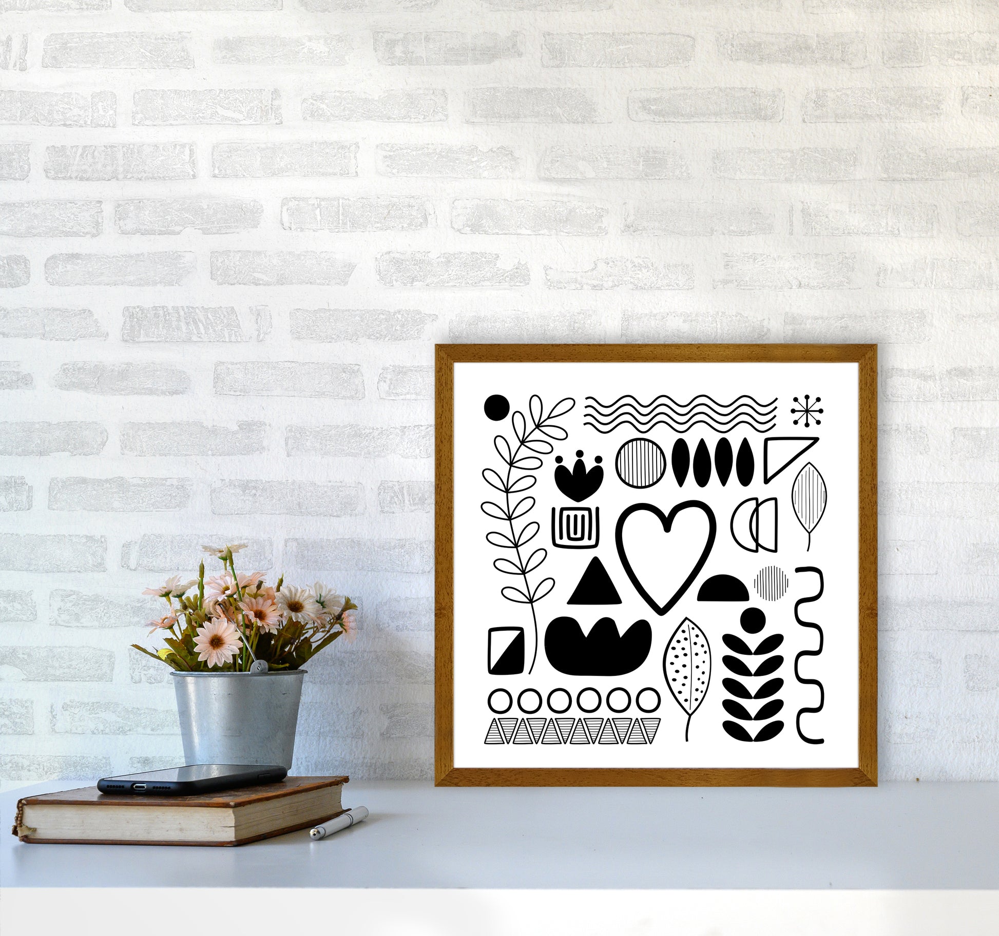 BW Scandi Shapes Square Original5050 Print Only