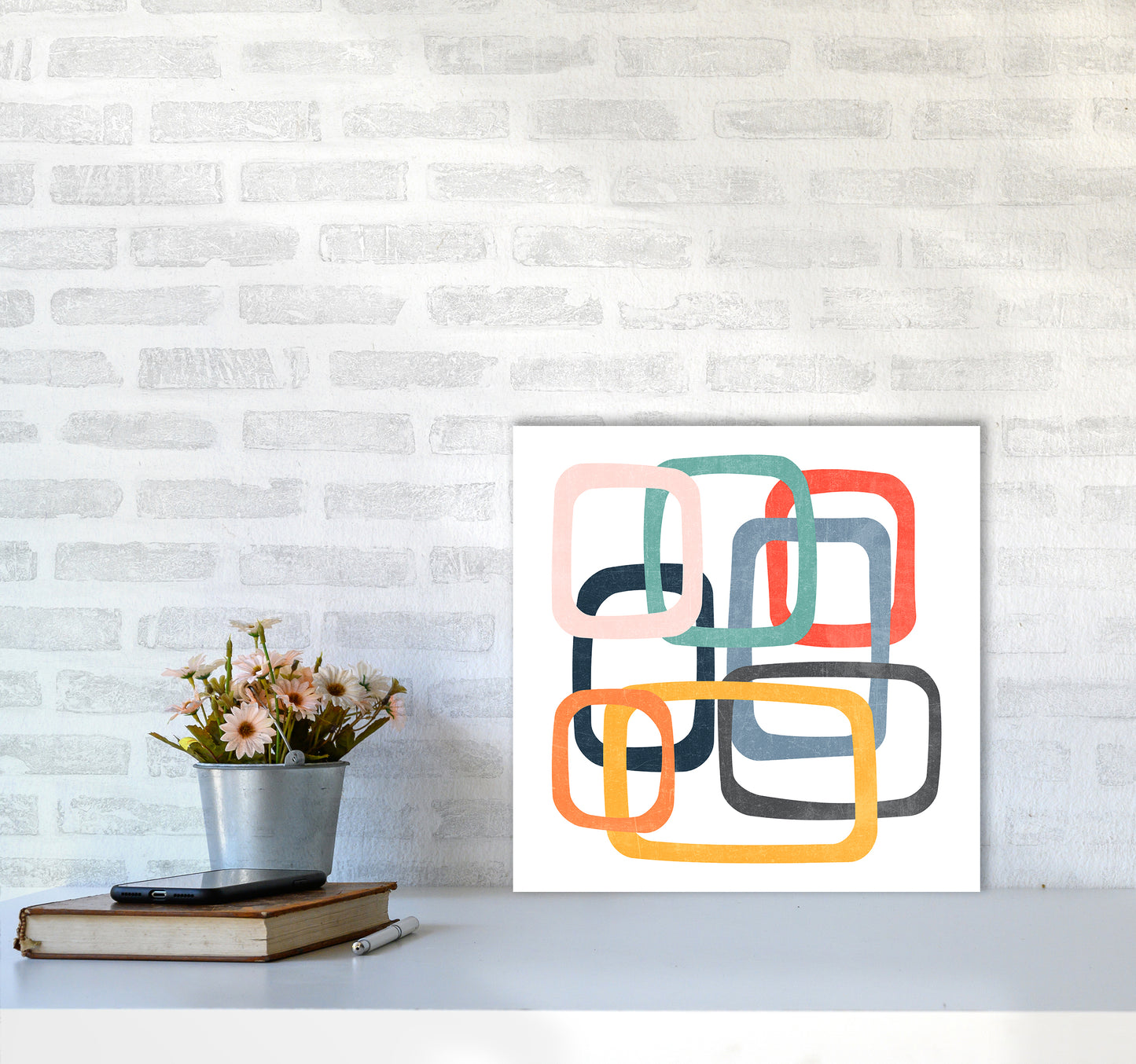Mid Century Shapes Square Original5050 Black Frame