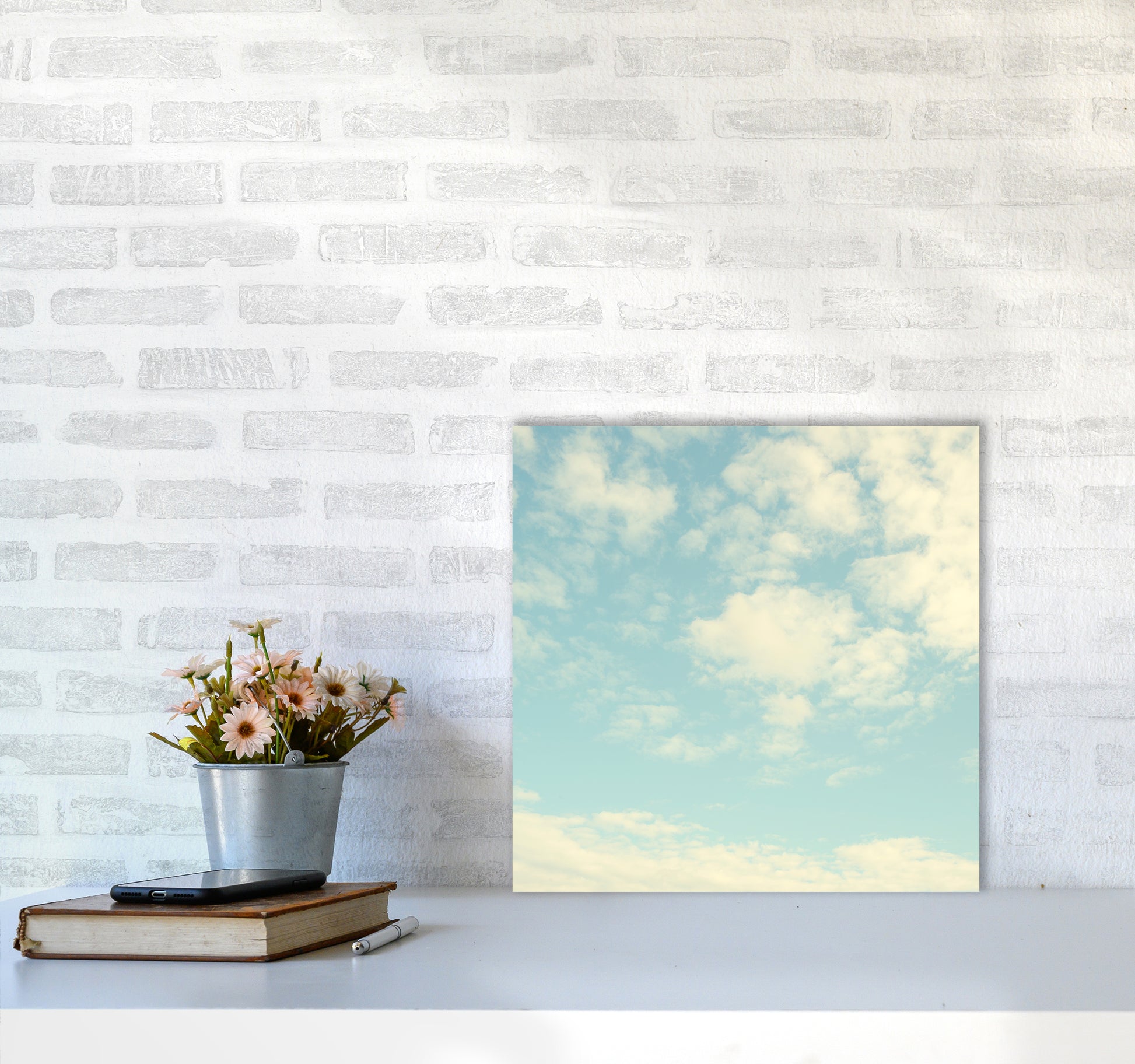 Square Cloud Art Print B5050 Black Frame