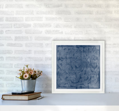Square Blue Waves Abstract Wall5050 Oak Frame