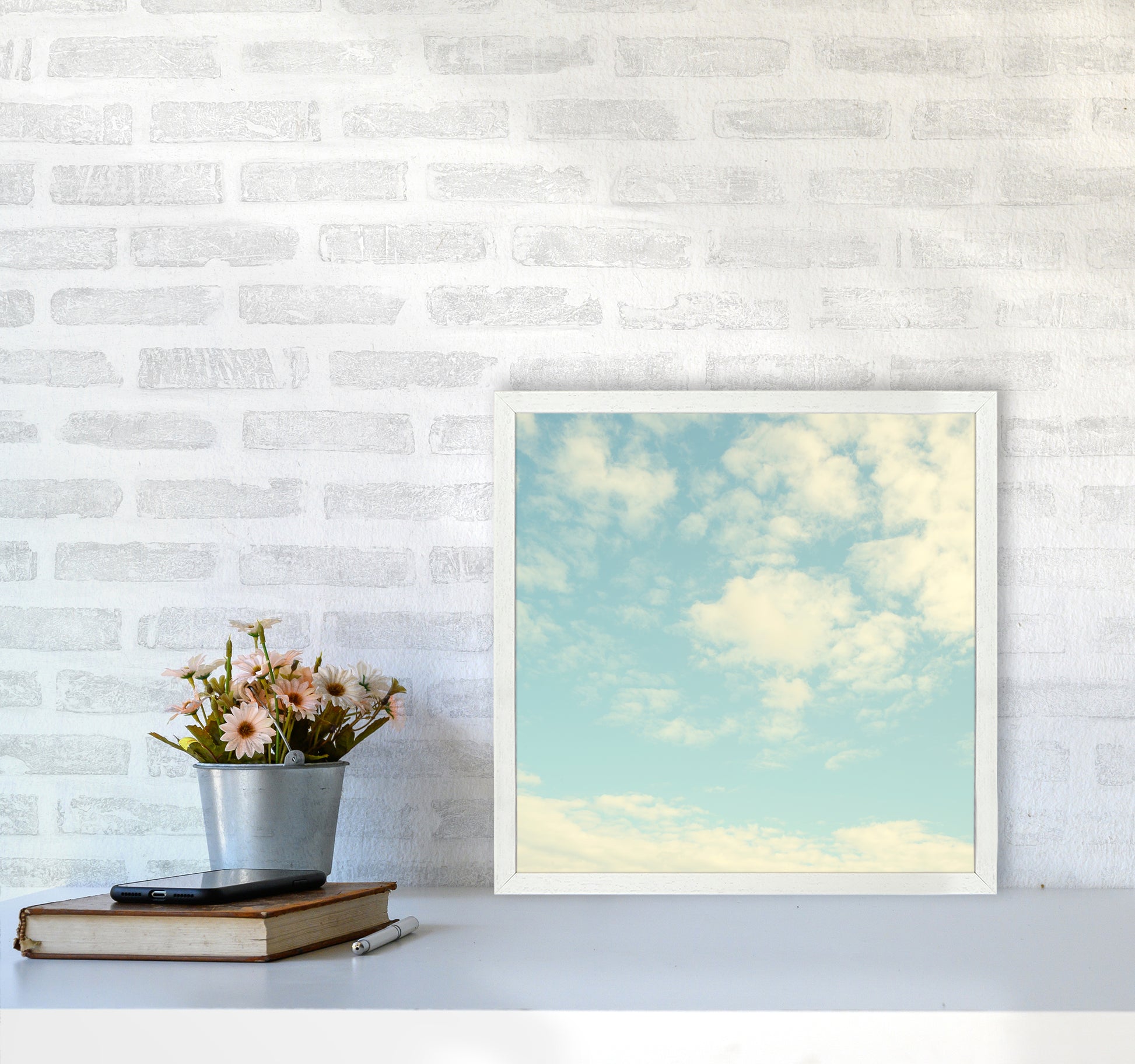Square Cloud Art Print B5050 Oak Frame