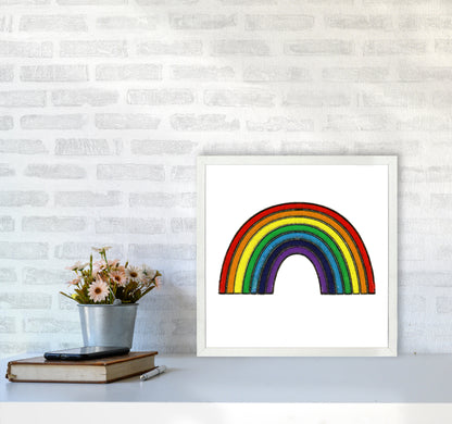 Square Rainbow Print on White5050 Oak Frame