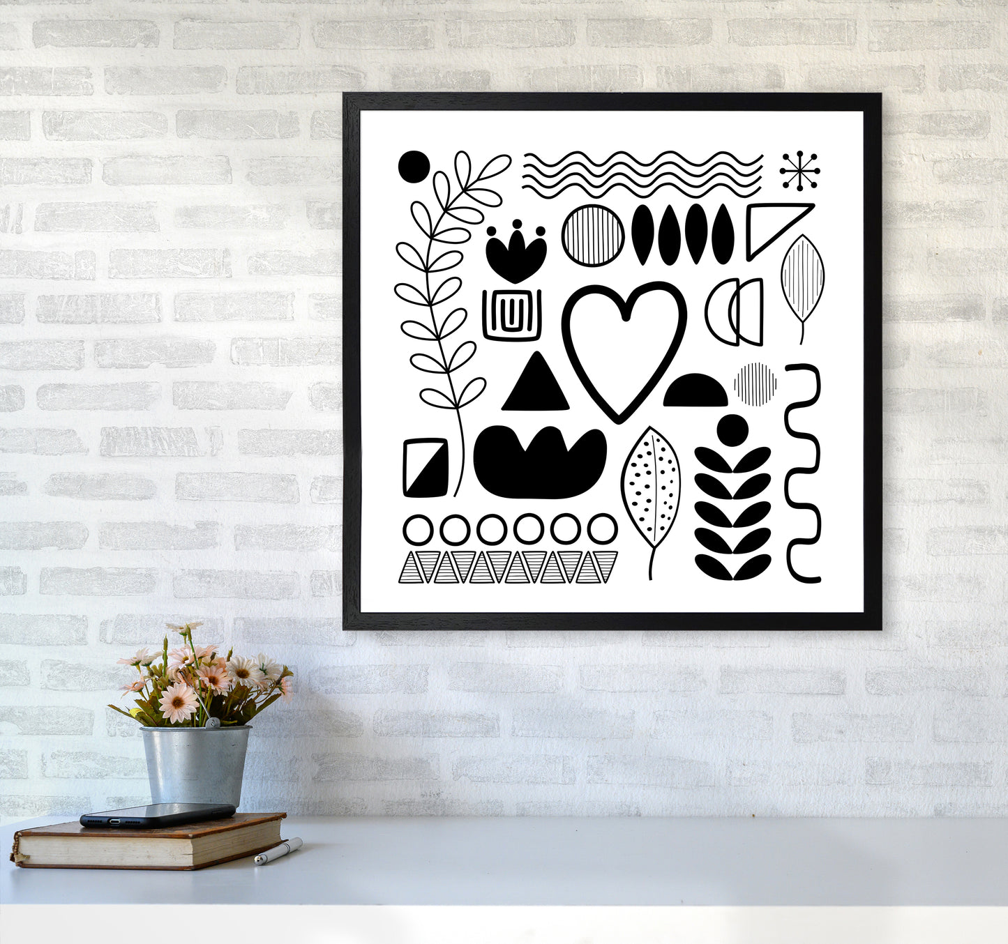 BW Scandi Shapes Square Original6060 White Frame