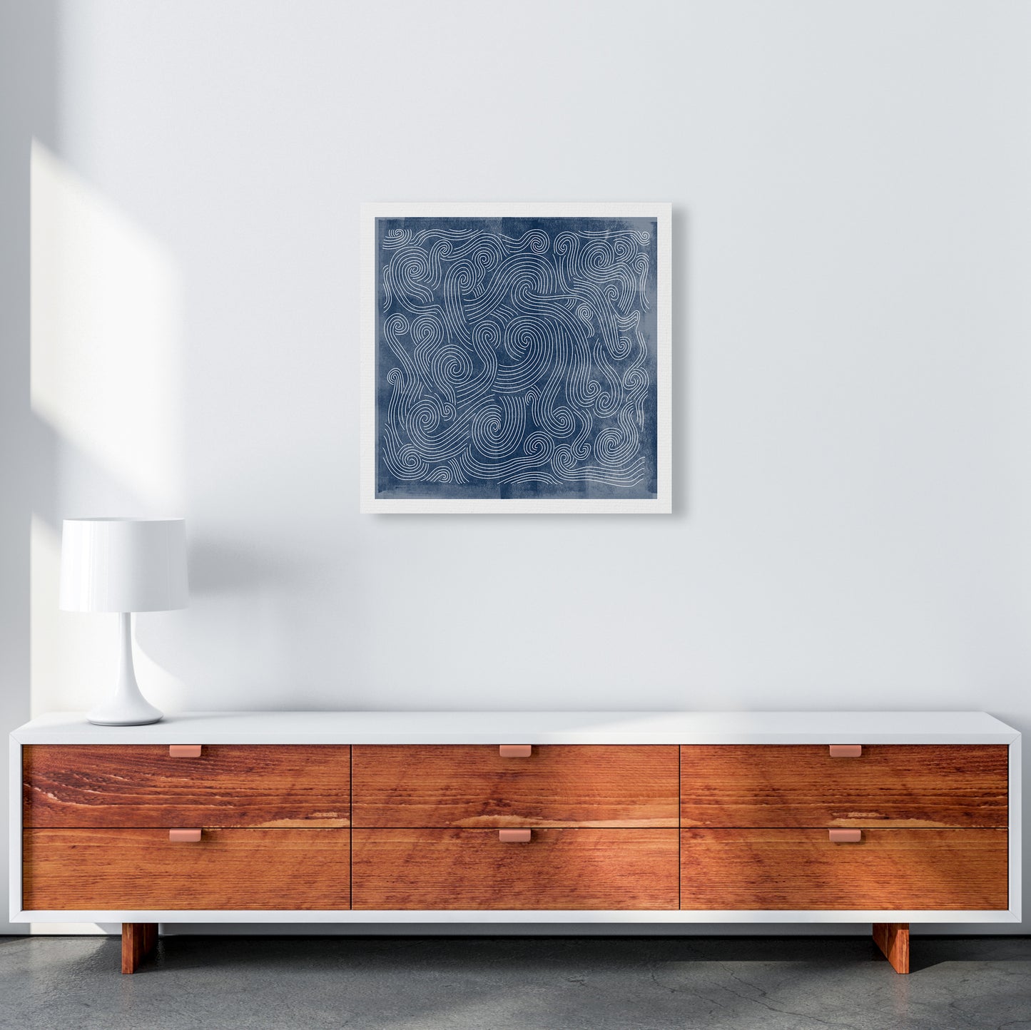 Square Blue Waves Abstract Wall 60x60 Canvas