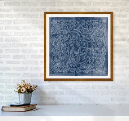Square Blue Waves Abstract Wall6060 Print Only
