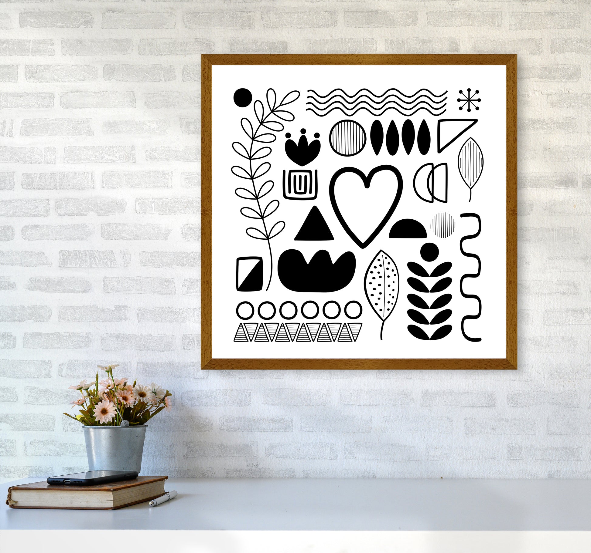 BW Scandi Shapes Square Original6060 Print Only