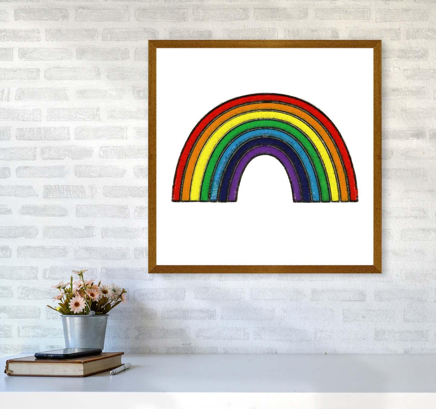 Square Rainbow Print on White6060 Print Only